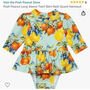NEW Posh peanut Rash guard long sleeve baby swim suit ruffle Skirt